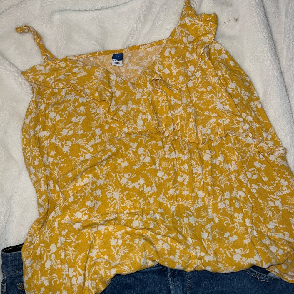 Old Navy 3x Yellow Floral Ruffled Women's Tank